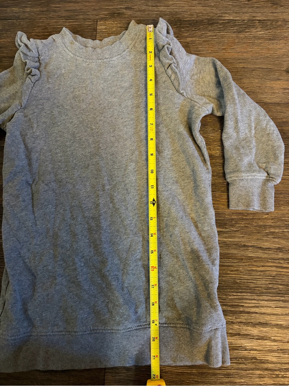 Hanna Andersson Girls Grey Sweatshirt Long Sleeve Dress W/ Ruffle Details Size 5 - Picture 4 of 5